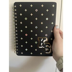 Kendra Scott Varsity Letter Planner Spiral Notebook Black Gold Undated NWT